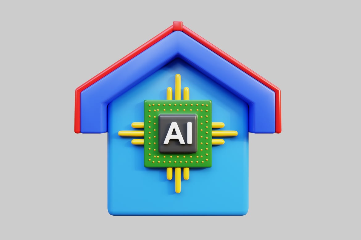 Download Abstract house with AI symbol. 3D Model