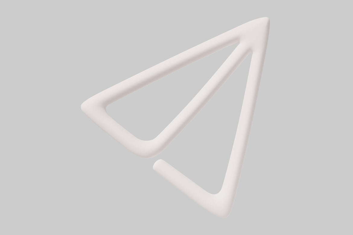 Download Abstract rendering of a white triangle with a smaller triangle inside it. 3D Model