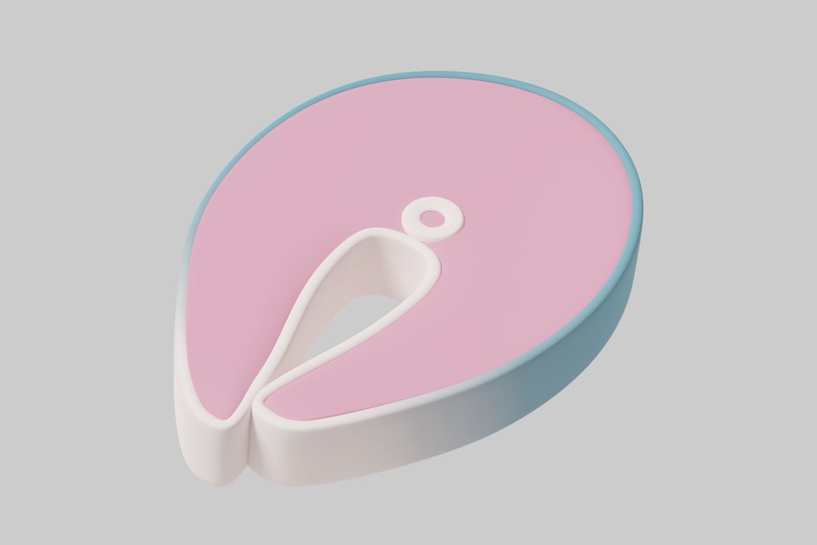 Download Abstract shape with a teardrop-shaped center and a blue border 3D Model