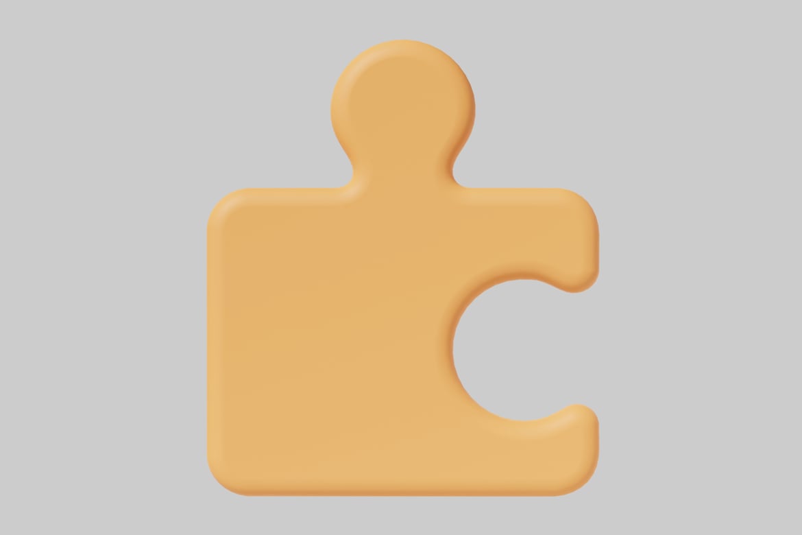 Download Abstract three-dimensional puzzle piece with curved cutout. 3D Model