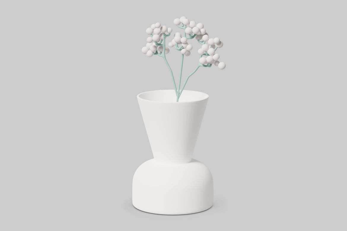 Download Abstract vase with white stems and balls. 3D Model