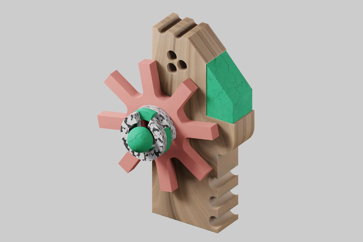 Download Abstract wooden object with geometric shapes. 3D Model