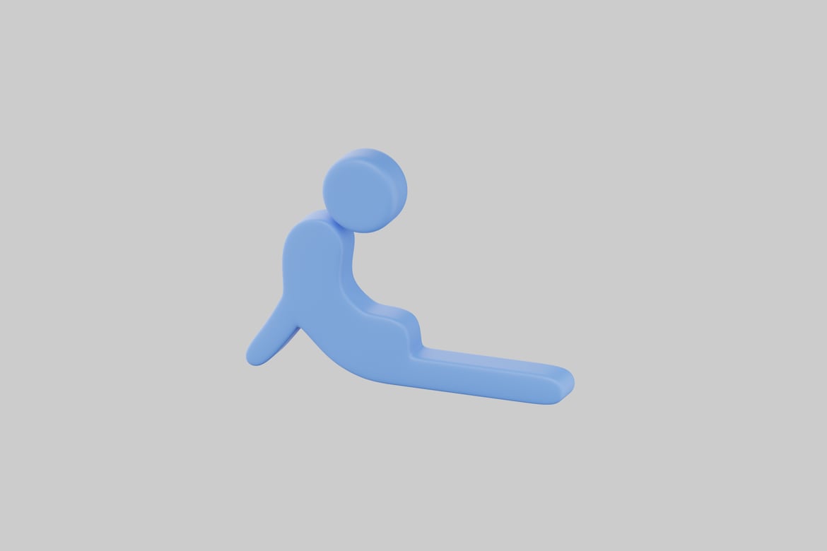 Download Abstracted blue figure in a seated position 3D Model