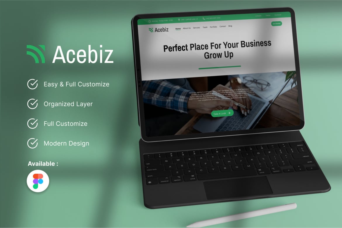 Download Acebiz - Business Marketing Agency Landing Page Figma Design