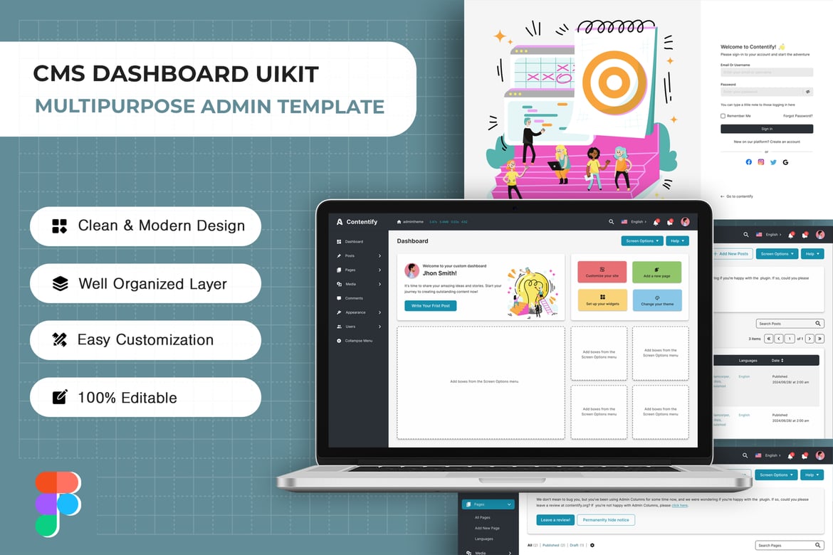 Download Admin Dashboard Template UI KIT Figma Design