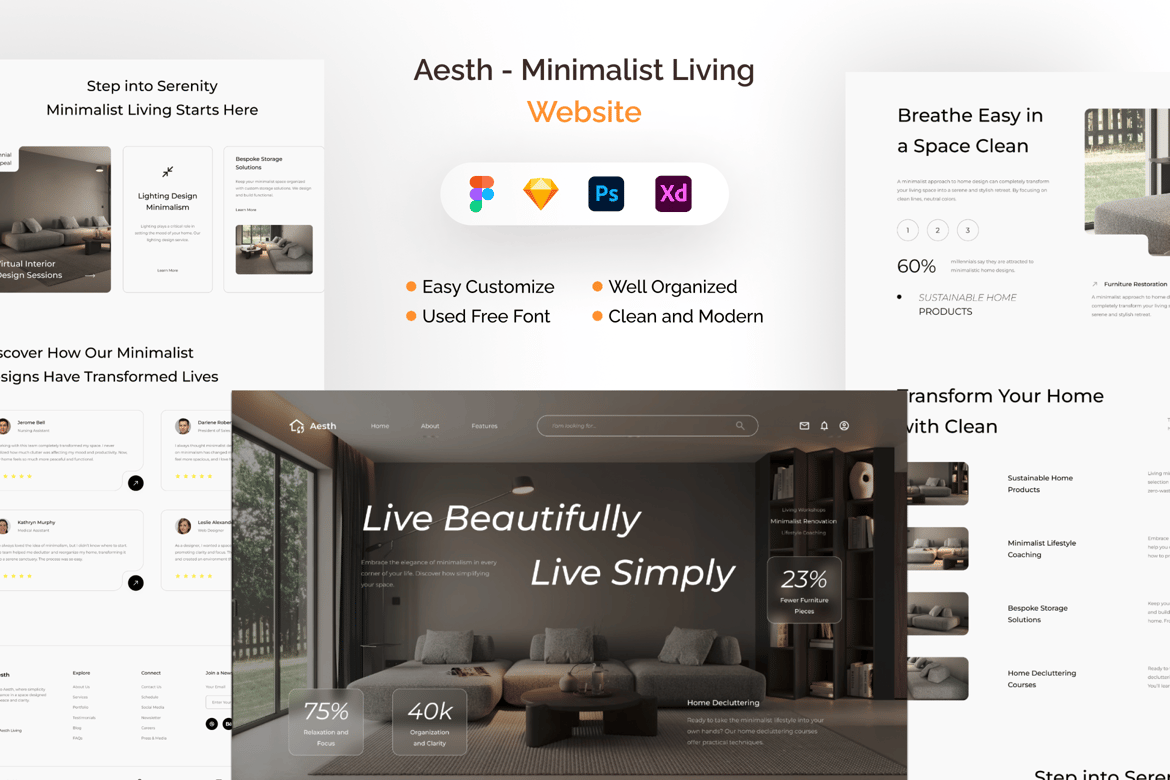 Download Aesth - Minimalist Living Website Figma Design