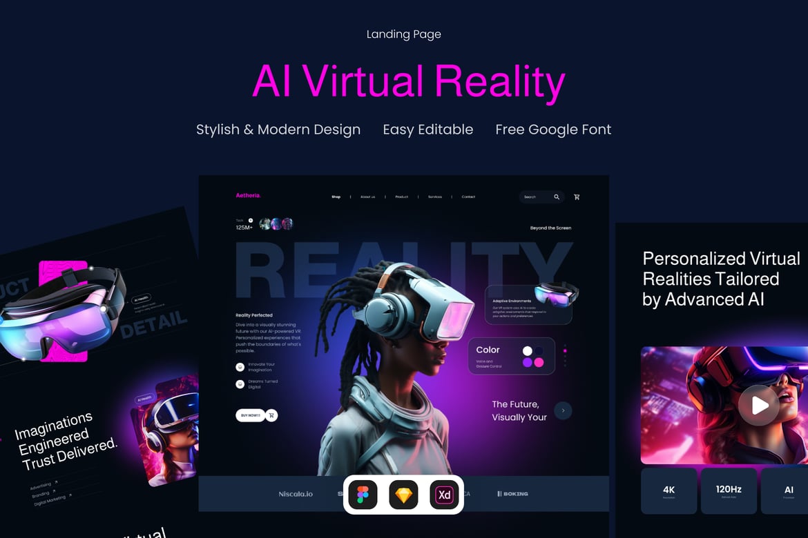 Download Aetheria - AI Virtual Reality website Figma Design