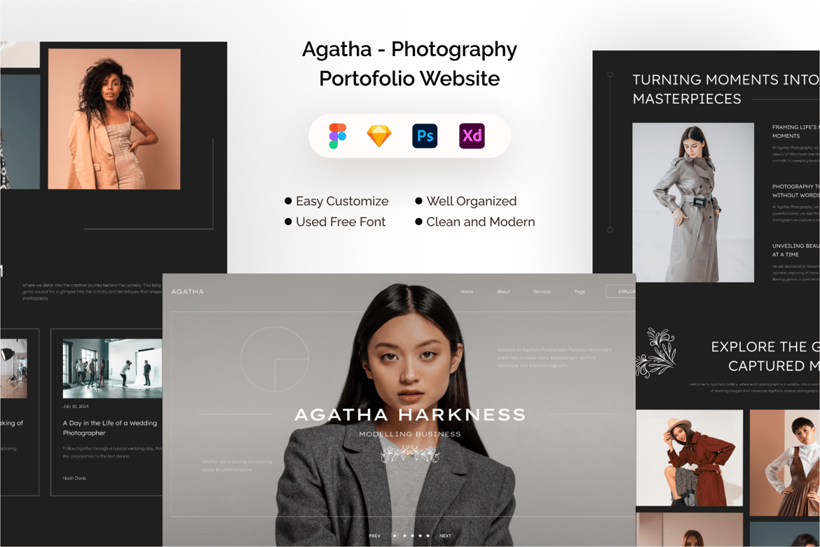 Download Agatha - Photography Portofolio Website Figma Design