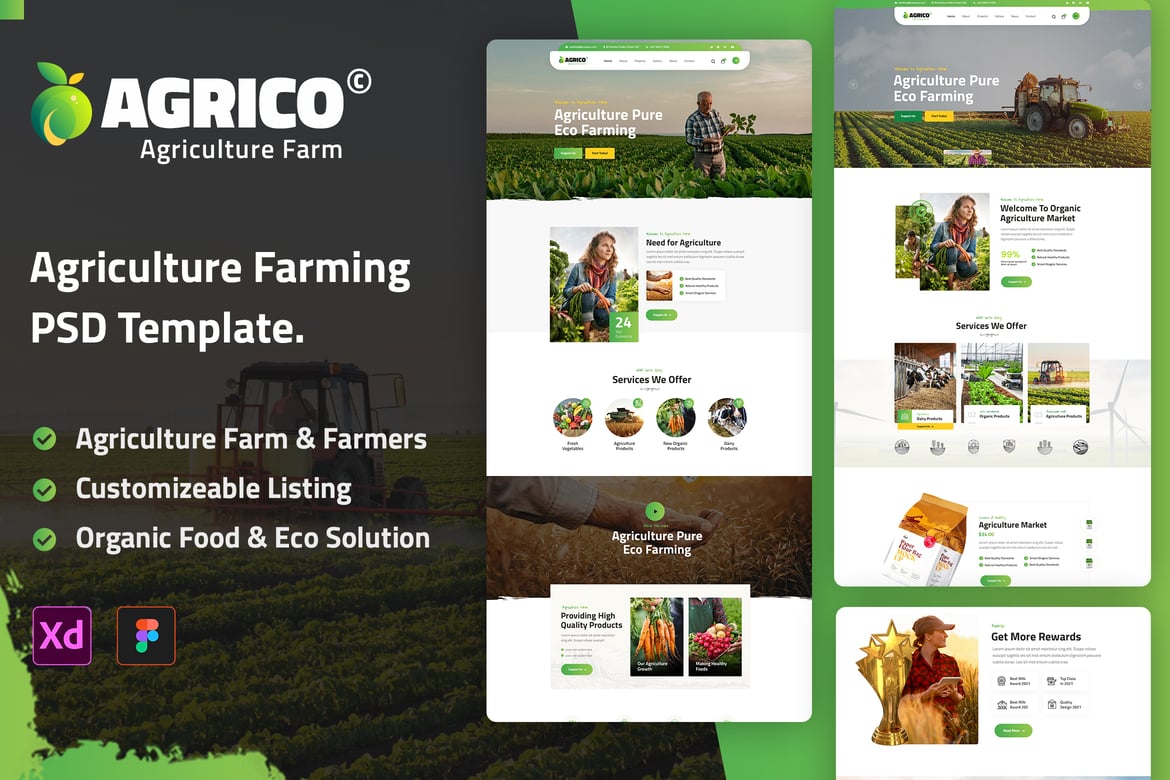 Download Agrico - Agriculture Farm Template Figma Design