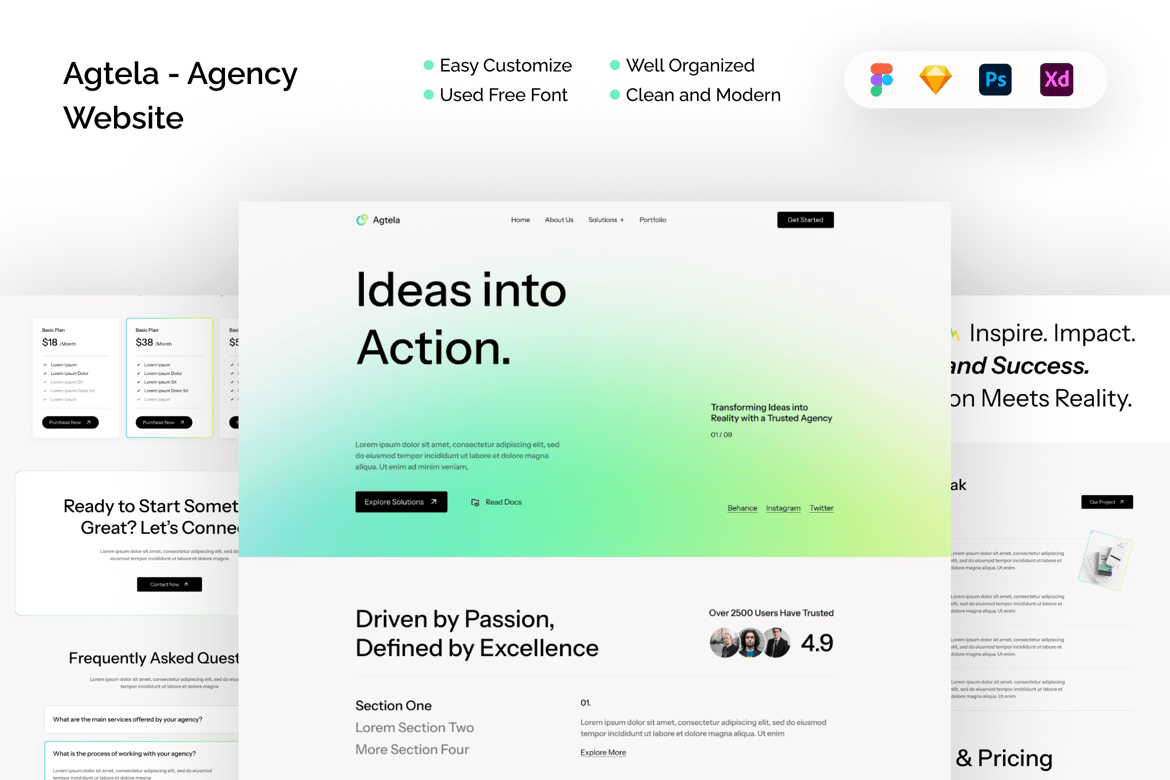 Download Agtela - Agency Website Template Figma Design