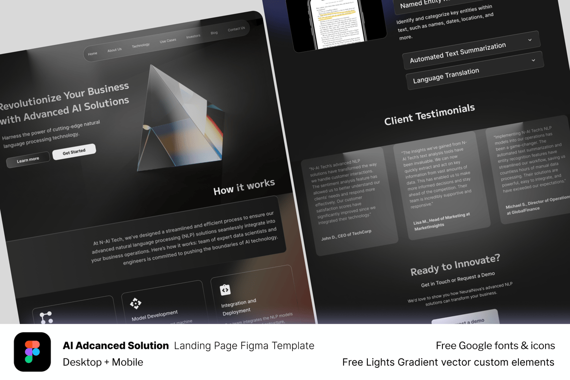 Download AI Advanced Solution Landing Page Template Figma Design