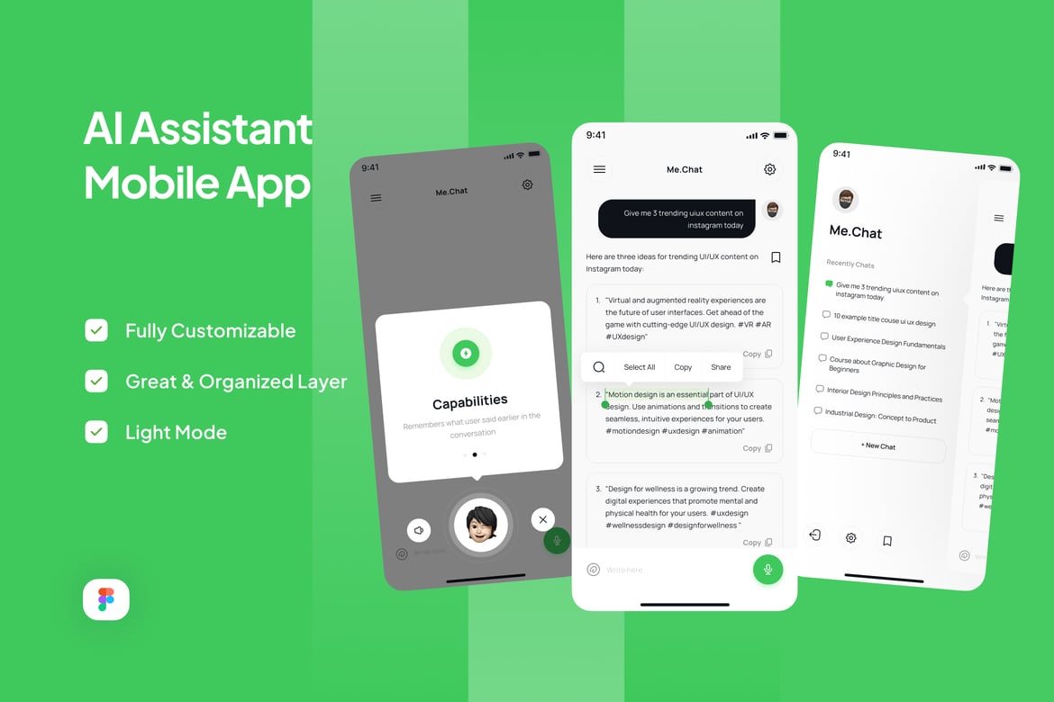 Download AI Assistant App - Me.Chat Figma Design