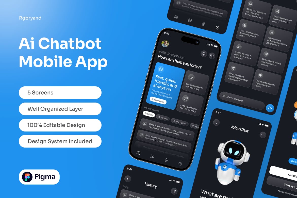 Download Ai Chatbot Mobile App Figma Design