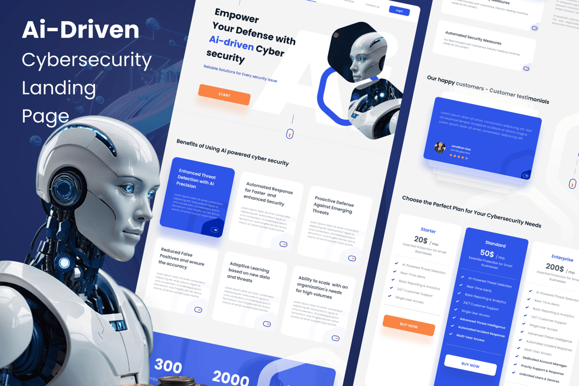 Download Ai-Driven Cyber Security Landing Page Figma Design