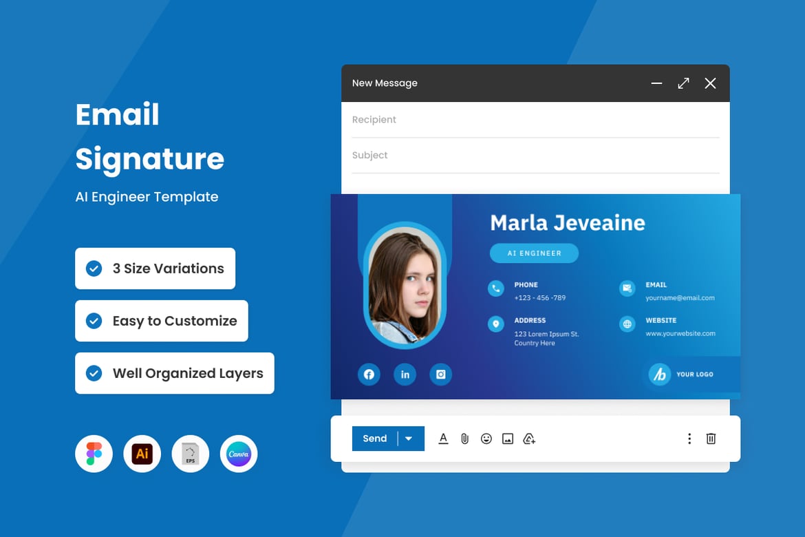 Download AI Engineer - Email Signature Template V1 Figma Design