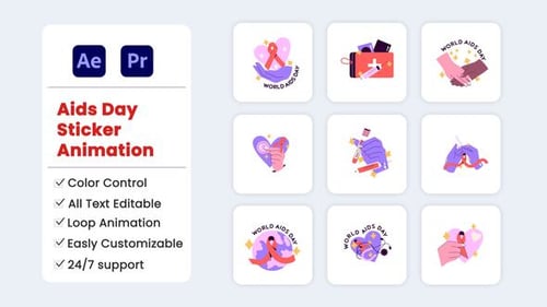 Download AIDS Day Stickers After Effect Template