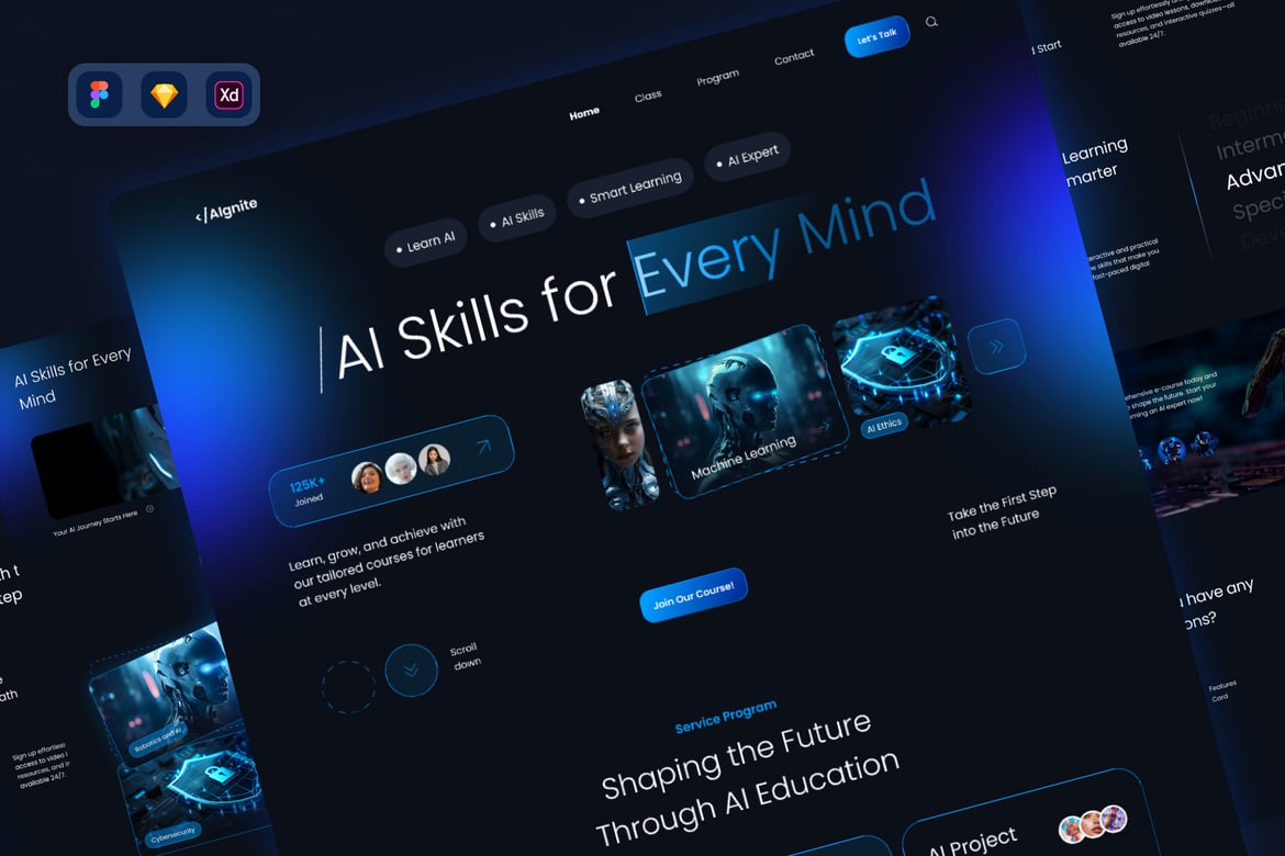 Download AIgnite - E-course AI Learning Website Figma Design