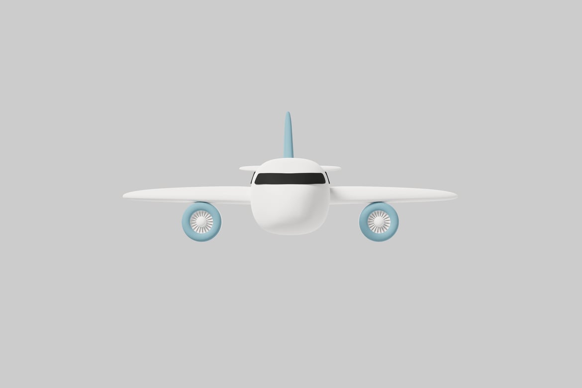 Download Airplane with blue tail and wheels. 3D Model