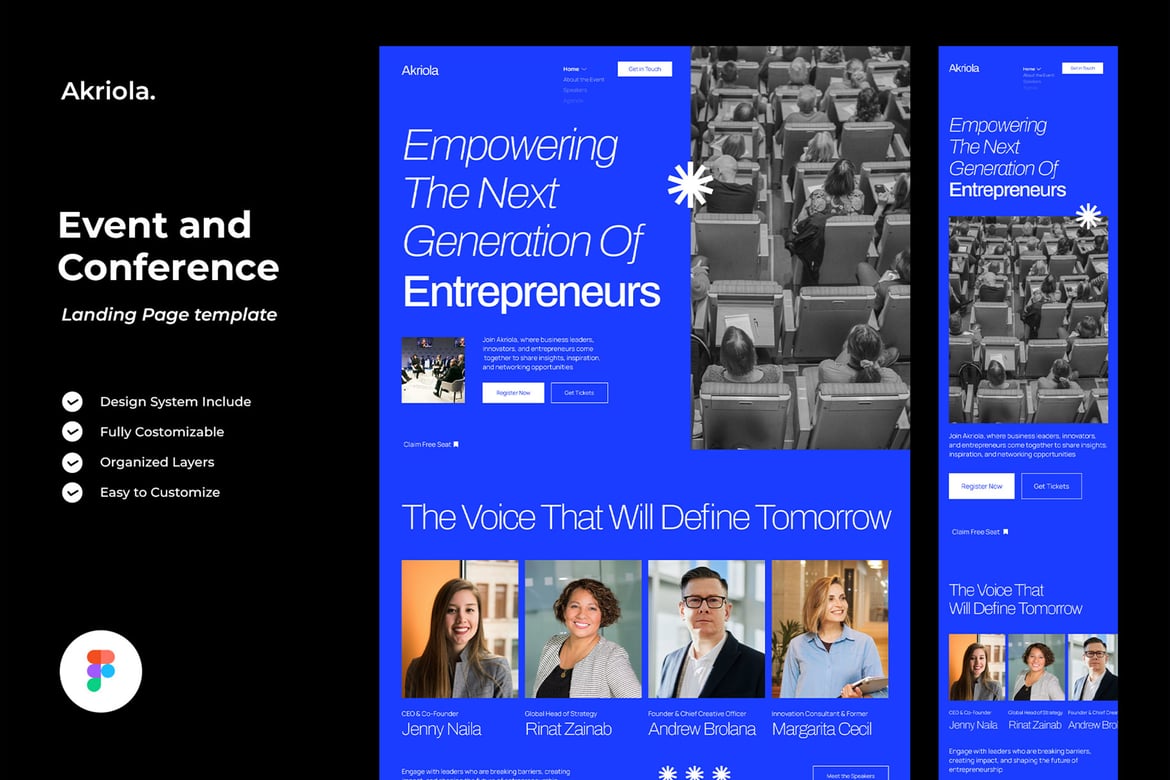 Download Akriola - Event and Conference Landing Page Figma Design