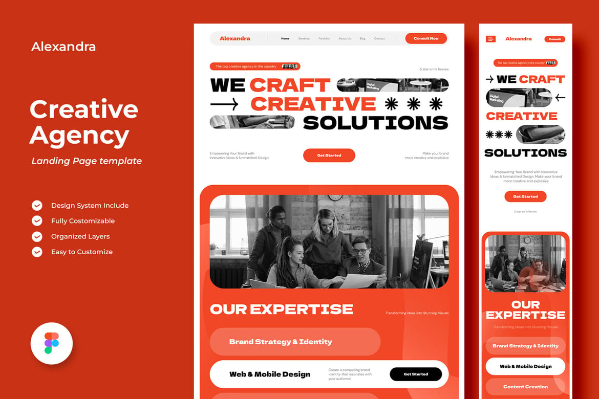 Download Alexandra - Creative Agency Landing Page Figma Design