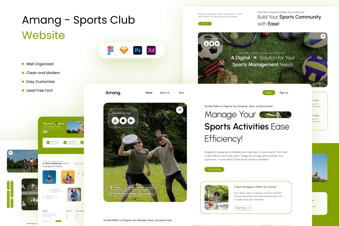 Download Amang - Sports Club Website Figma Design