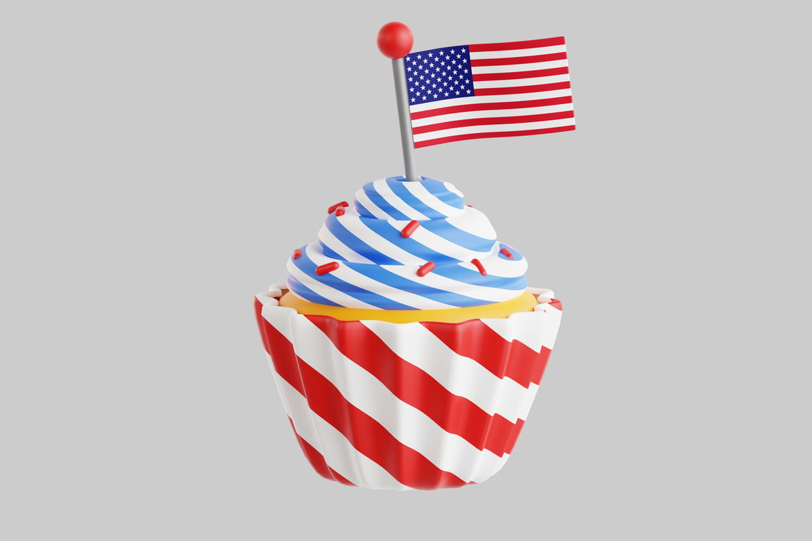 Download American flag cupcake 3D Model