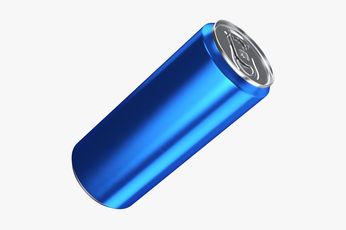 Download Angled Blue Metallic Can with Silver Top 3D Model