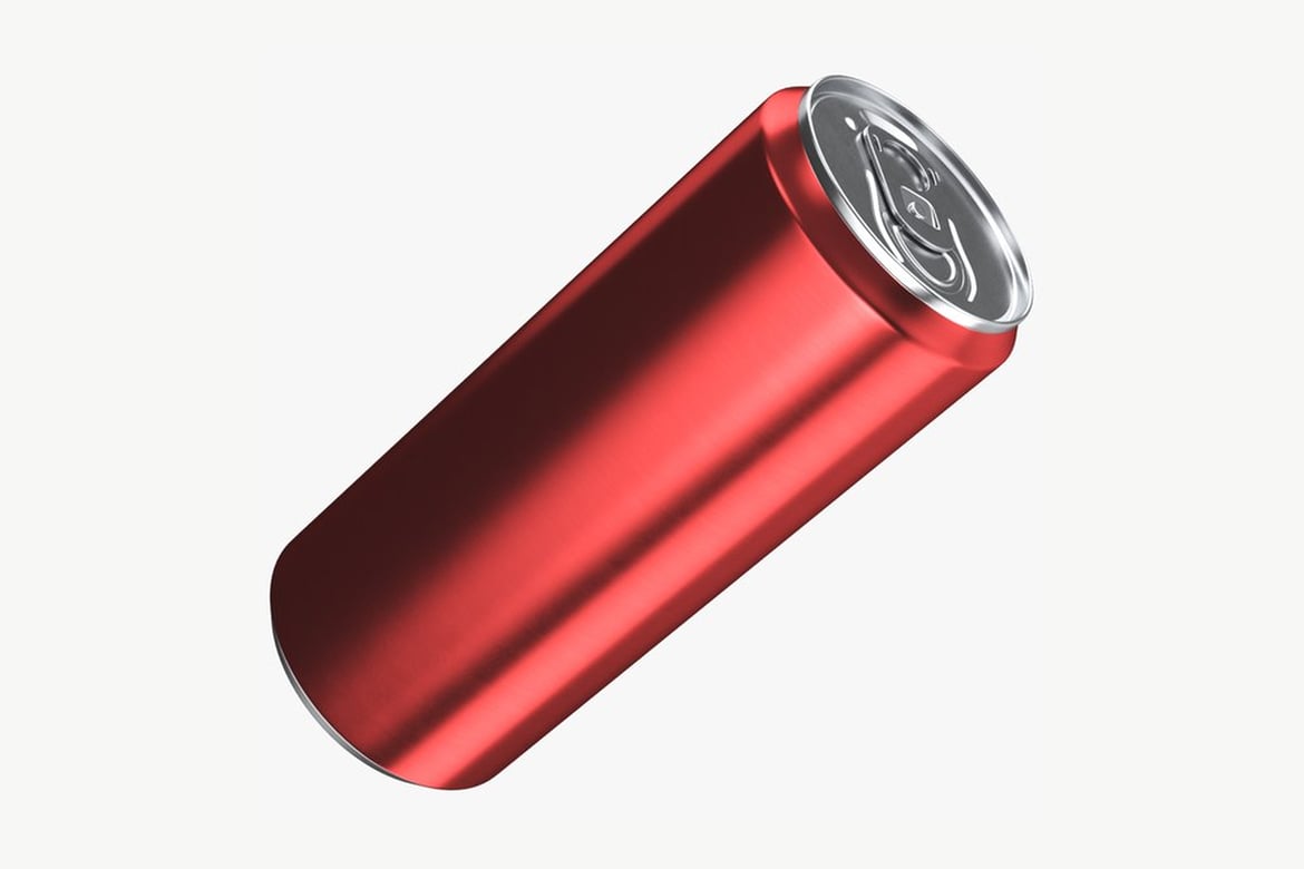 Download Angled Red and Silver Metallic Can 3D Model