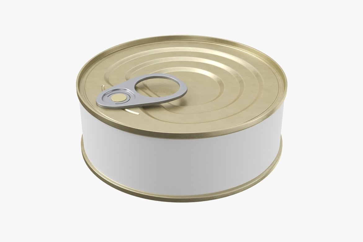 Download Angled White Can with Gold Lid and Pull Tab 3D Model