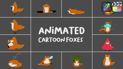 Download Animated Cartoon Foxes for FCPX Apple Motion Template