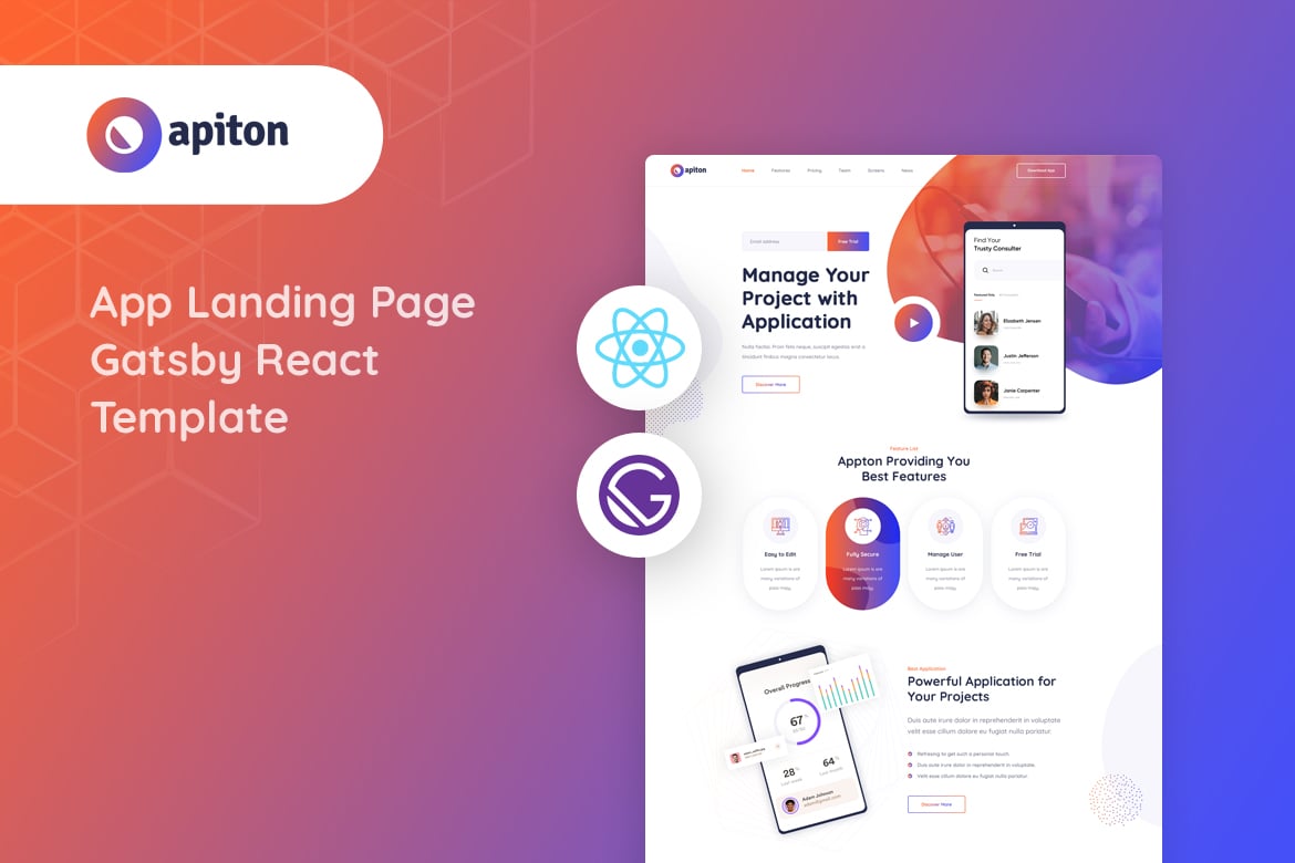 Download Apiton - Gatsby React App Landing Page Template