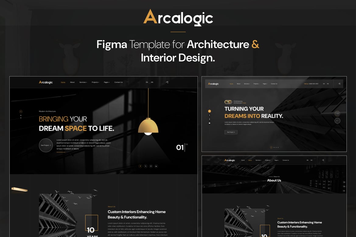 Download Arcalogic - Architecture & Interior Figma Template Figma Design