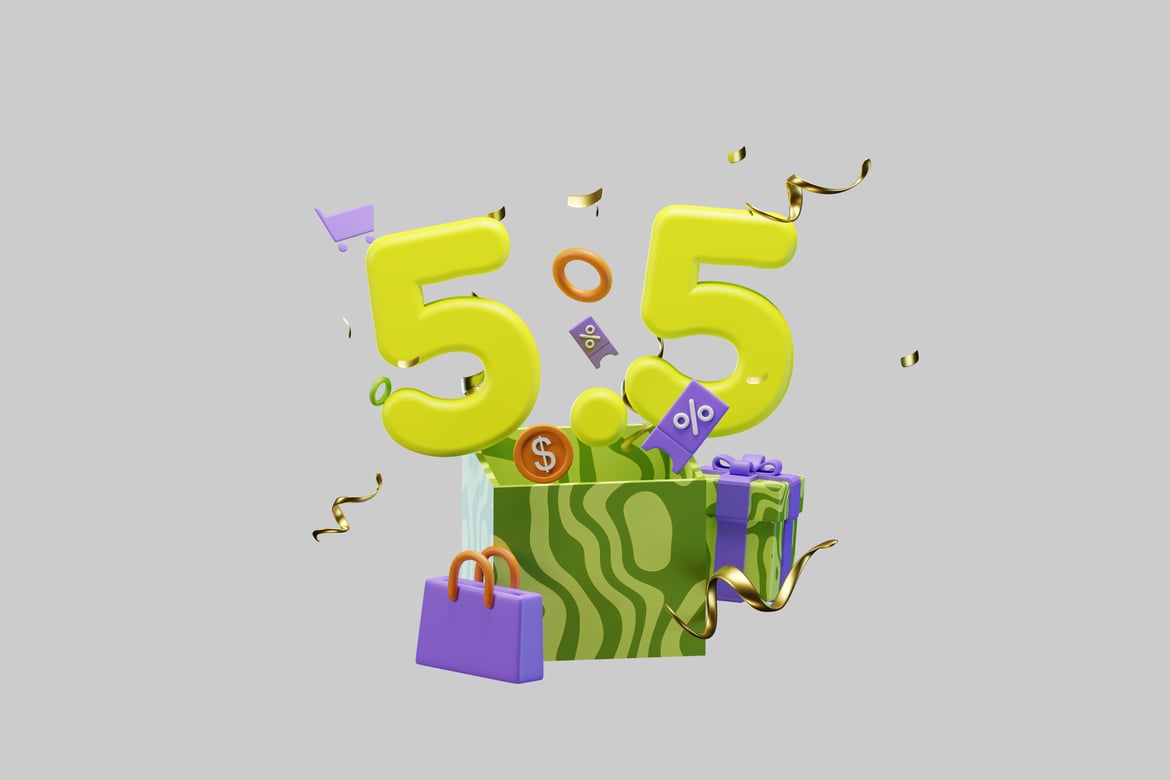 Download Arrangement of objects with numbers "55" in yellow 3D Model