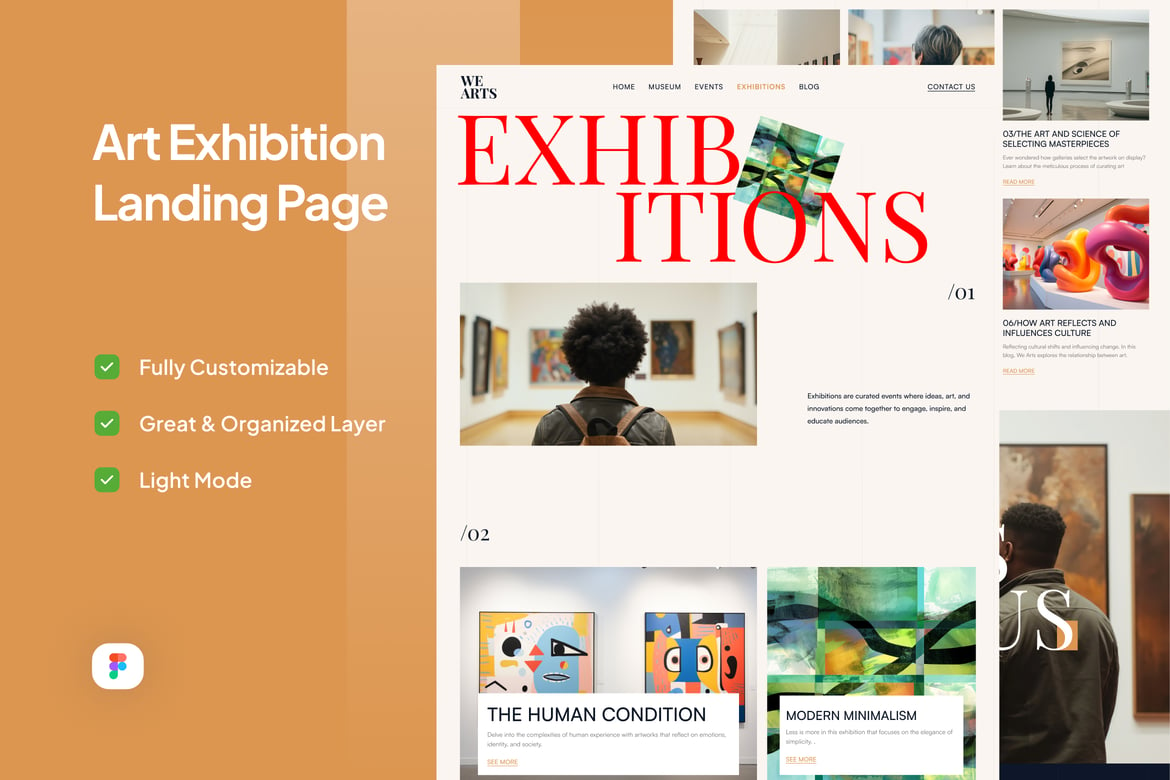 Download Art Exhibition Landing Page - WeArts Figma Design