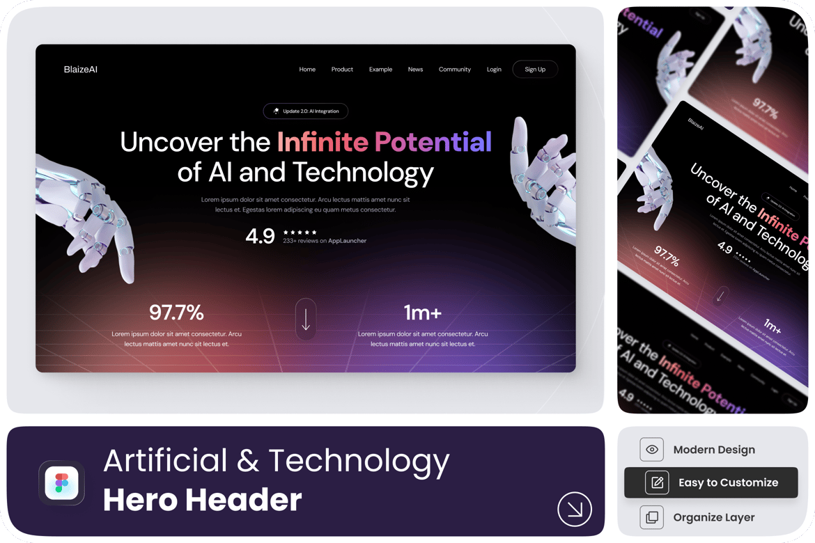 Download Artificial And Technology Hero Header UI Kit Figma Design