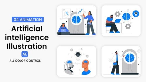 Download Artificial intelligence Illustration Scene After Effect Template