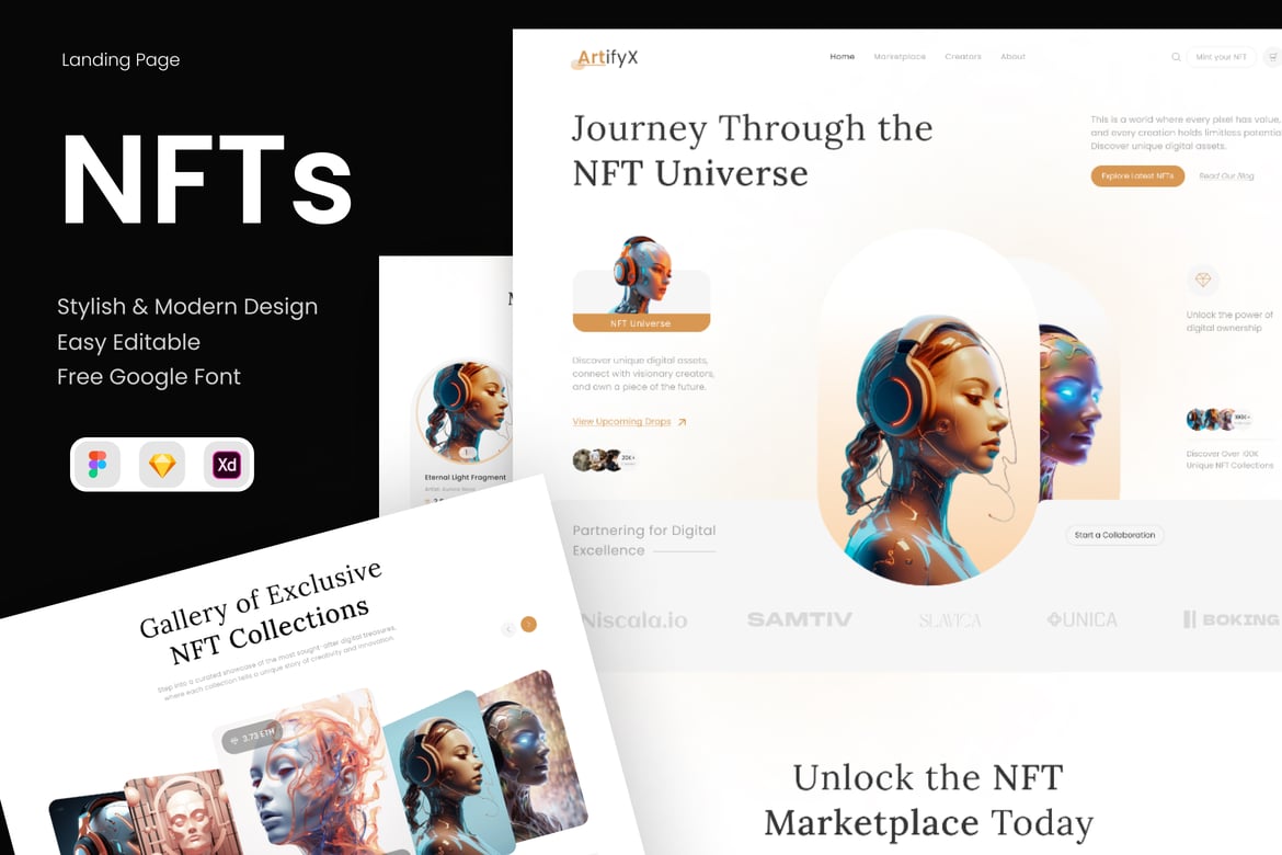 Download ArtifyX - NFTs Landing Page Figma Design