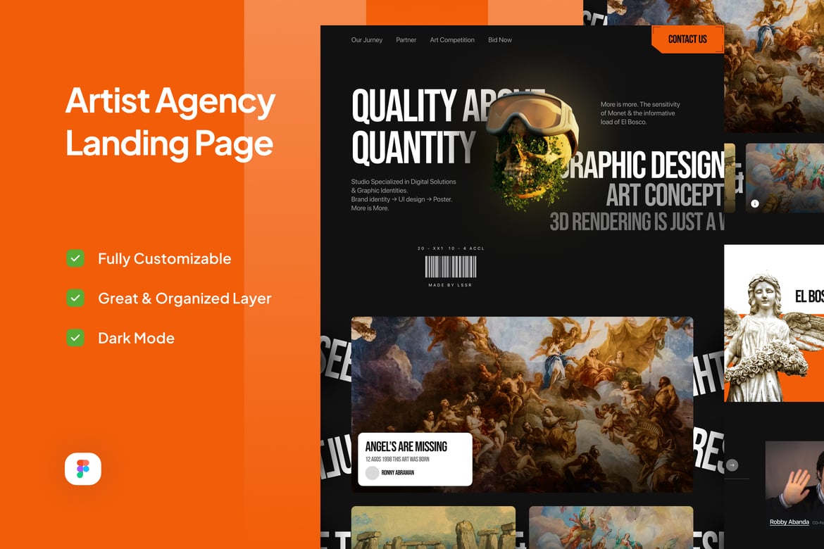 Download Artist Agency Landing Page Figma Design