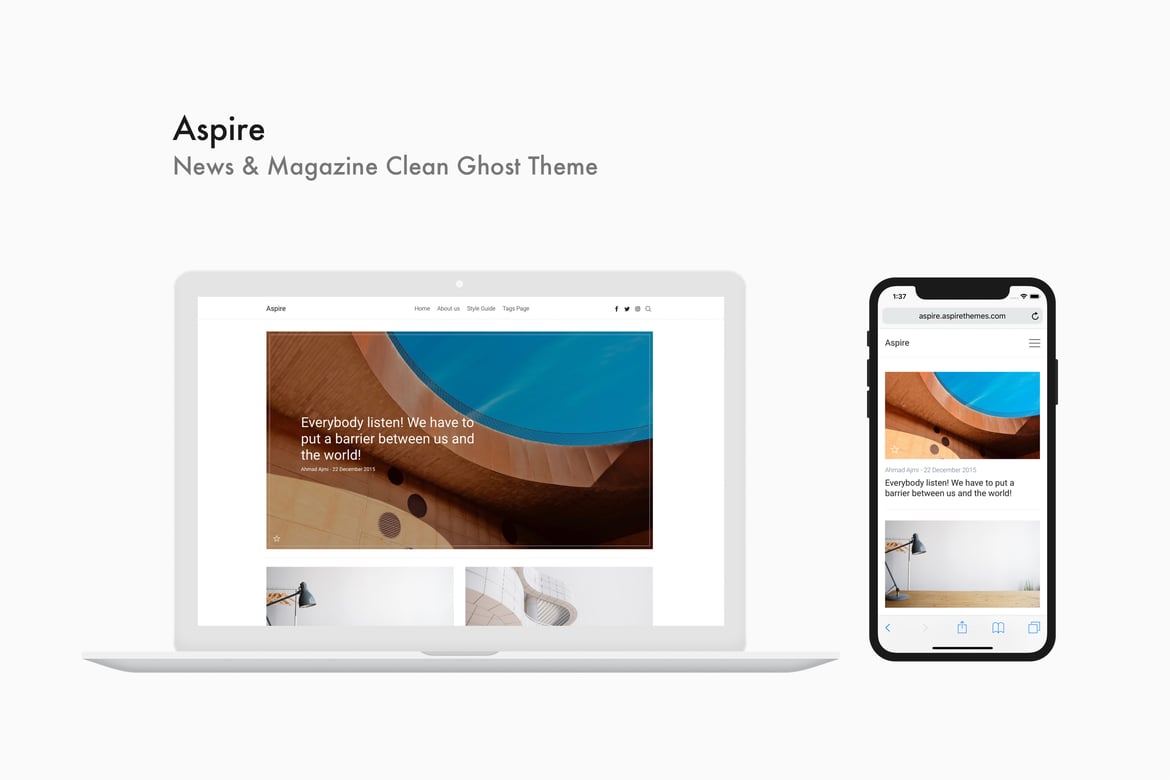 Download Aspire - News & Magazine Clean  Ghost Theme