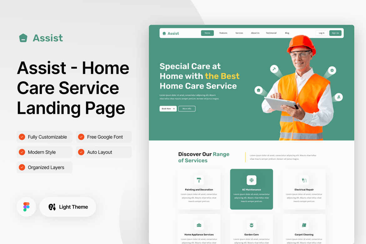 Download Assist - Home Care Service Landing Page Figma