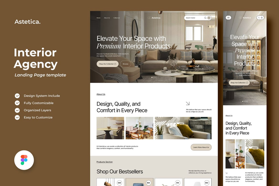 Download Astetica - Interior Agency Landing Page Figma Design