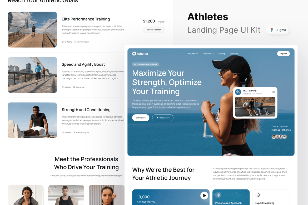 Download Athcrea - Athletes Landing Page Figma Design