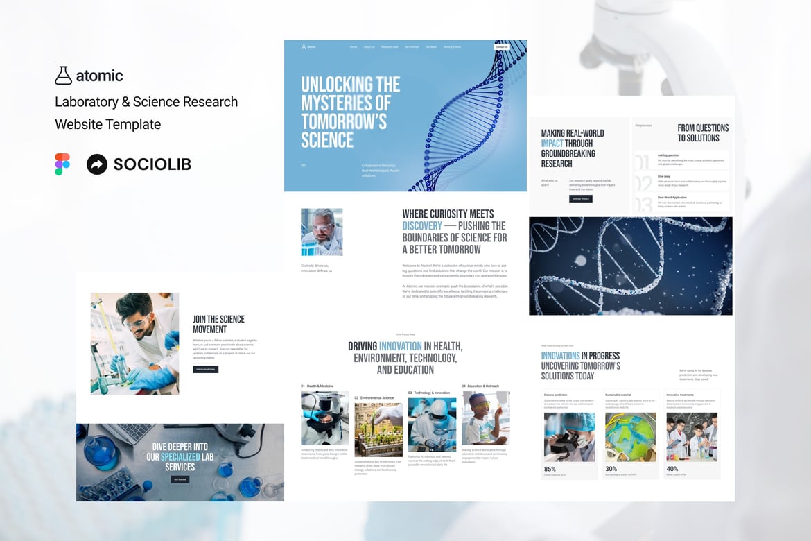 Download Atomic - Laboratory & Science Research Website Figma Design