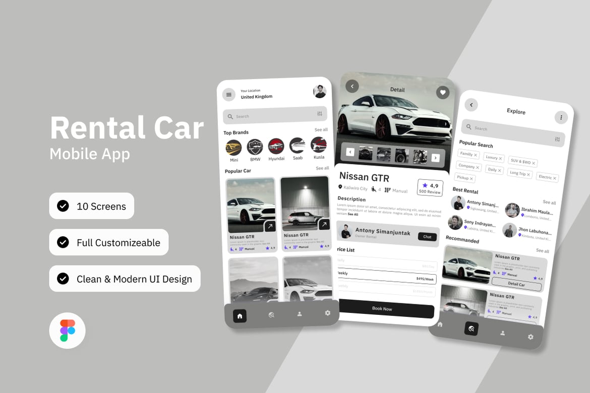 Download Autoleas - Rental Car Mobile App Figma Design