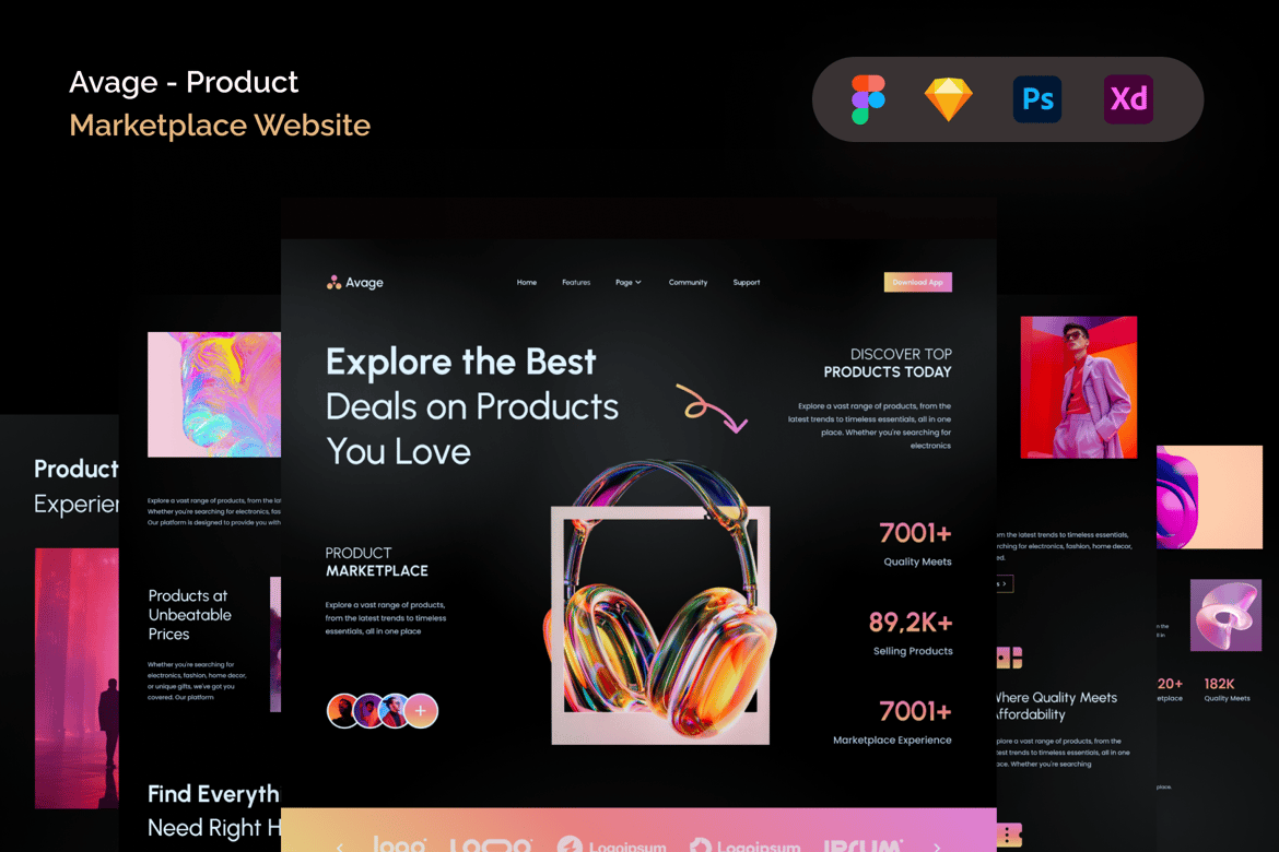 Download Avage - Product Marketplace Website Figma Design