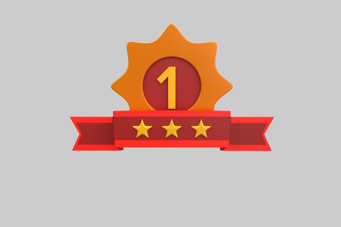 Download Award or Badge with Number 1 3D Model