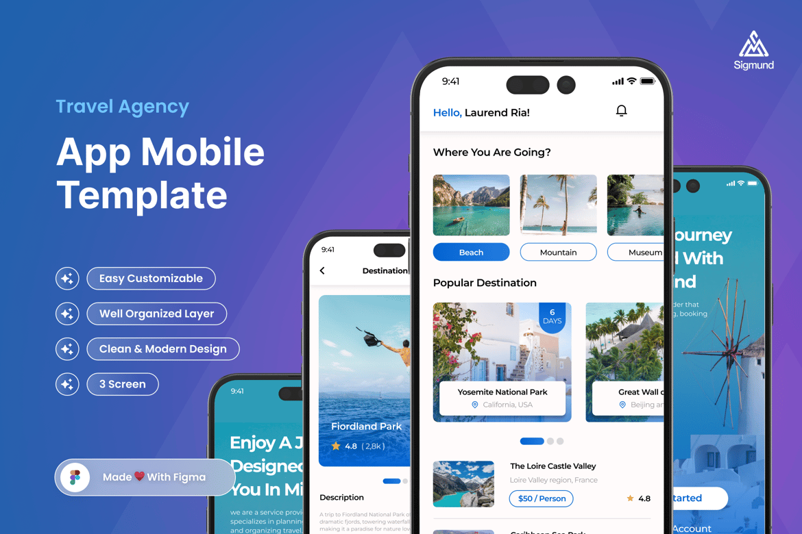 Download Awayture - Travel Agency App Mobile UI Kits Figma Design