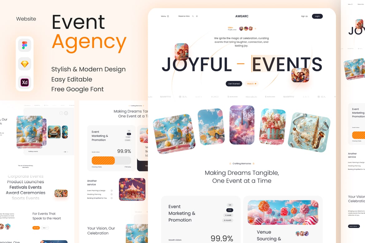 Download AweArc - Creative Event Agency Website Figma Design