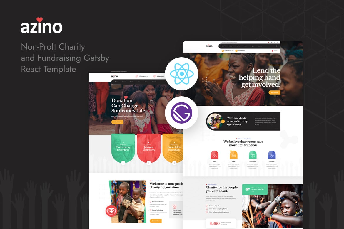 Download Azino - Gatsby React Nonprofit Charity Template