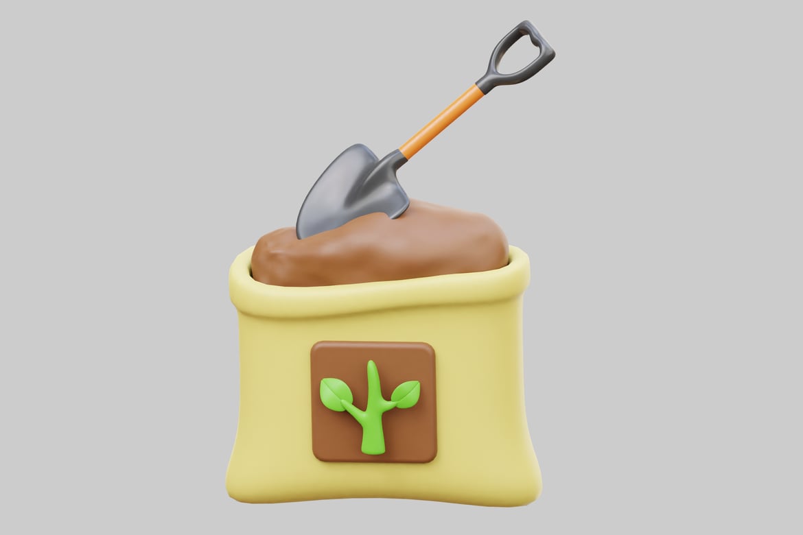 Download Bag with Shovel and Soil 3D Model